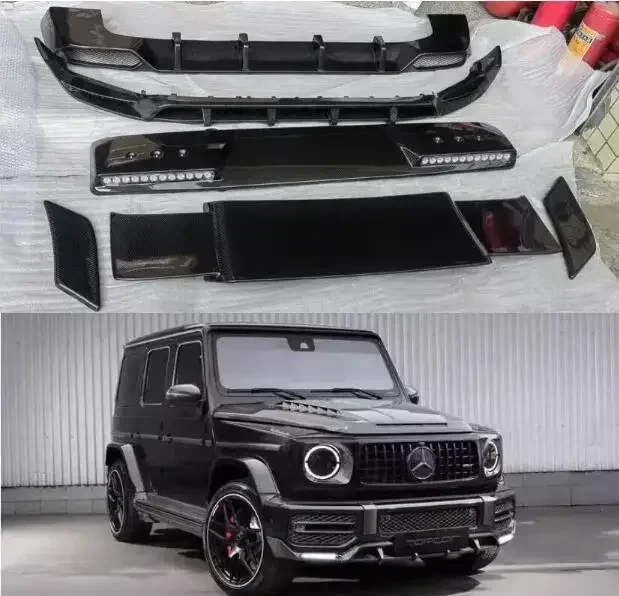 

New！ For Benz W464 G-Class G63 2019-2024 Bumper Front Lip Hood Rear Trunk Diffuser Roof Spoiler Real Carbon Fiber Full Body kit