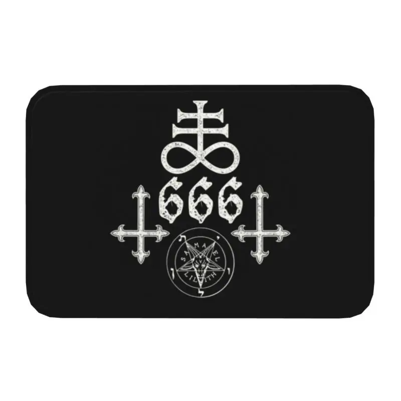 Custom Leviathan Cross Satan 666 Doormat Mat Anti-Slip Baphomet Satanic Symbols Kitchen Bathroom Toilet Rug Carpet 40*60cm