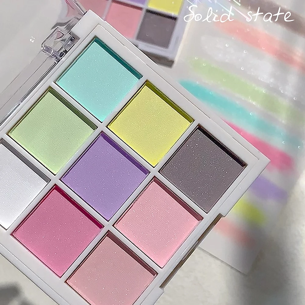 Polvo para uñas de 9 rejillas, colorido, ombré, sólido, rosa, amarillo, degradado, arcoíris, pigmento para decoración de uñas, brillo fino, mate, polvo Pat