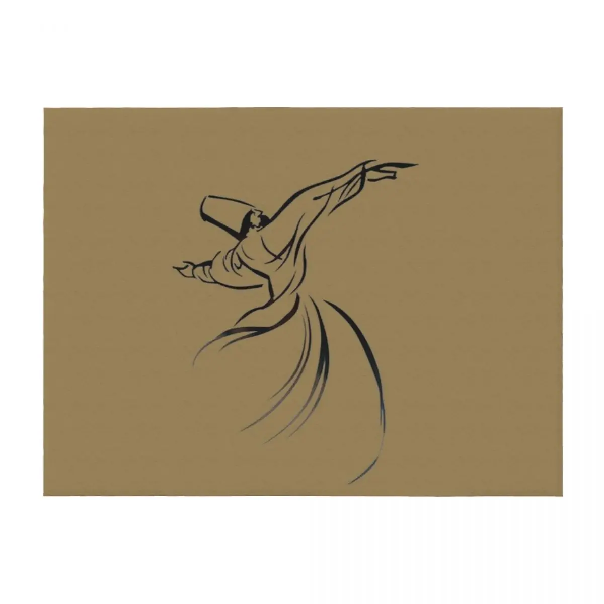 

Dervish Line Drawing Calligraphy Style In Black Throw Blanket Soft Beds Bed Flannel Fabric Polar Blankets
