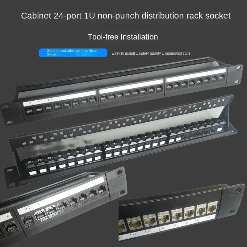 Rj45 24 port cat.6, cat.6a, cat.7, abgeschirmtes 180-Grad-Patchfeld für kontaktlose Netzwerk-Internet adapter