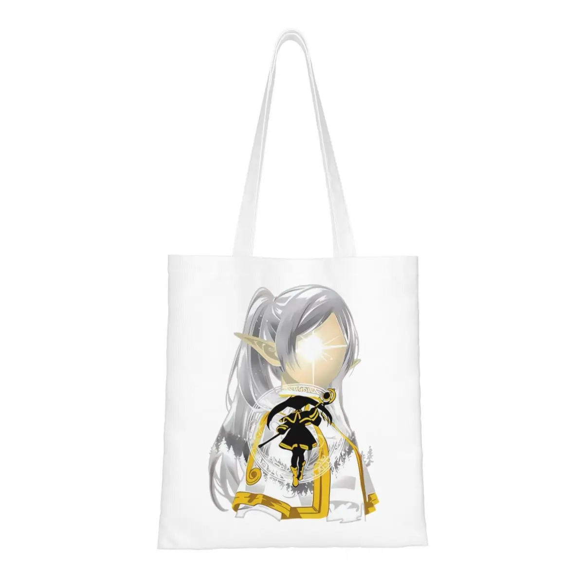 

Frieren Beyond Journey's End аниме холщовая большая сумка модная большая вместительная продуктовая сумка для школьных сумок унисекс