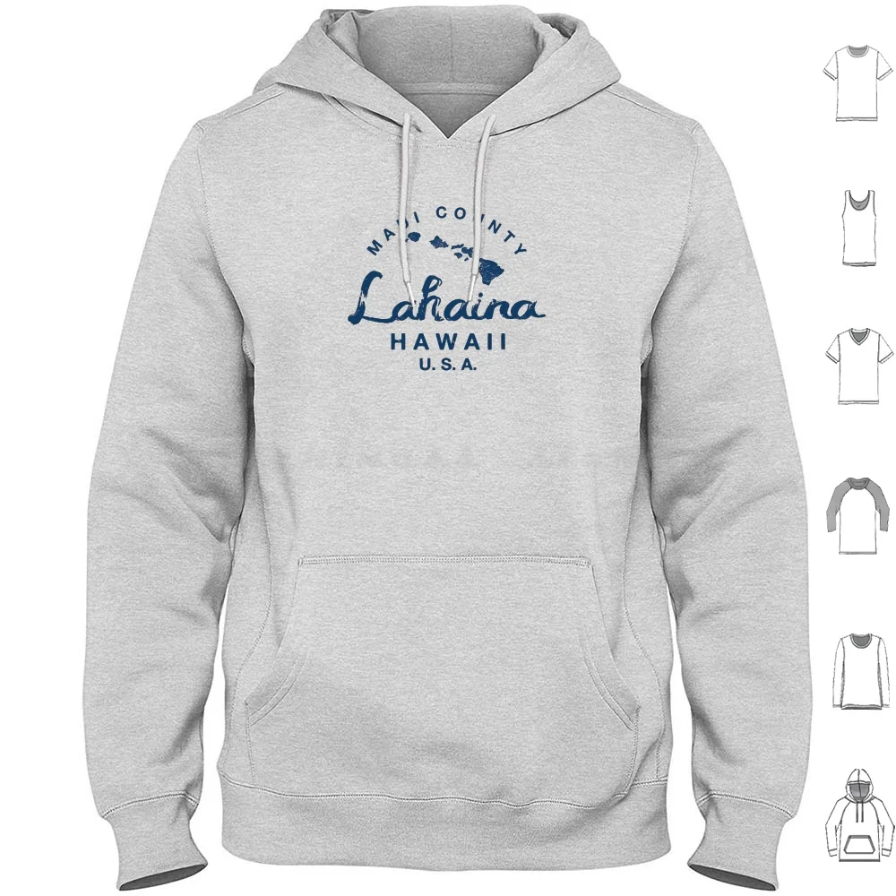 

Maui Lahaina Hawaii Hawaiian Islands Hoodie cotton Long Sleeve Maui Hawaii Lahaina Vintage Hawaiiian Islands Map Chain Retro