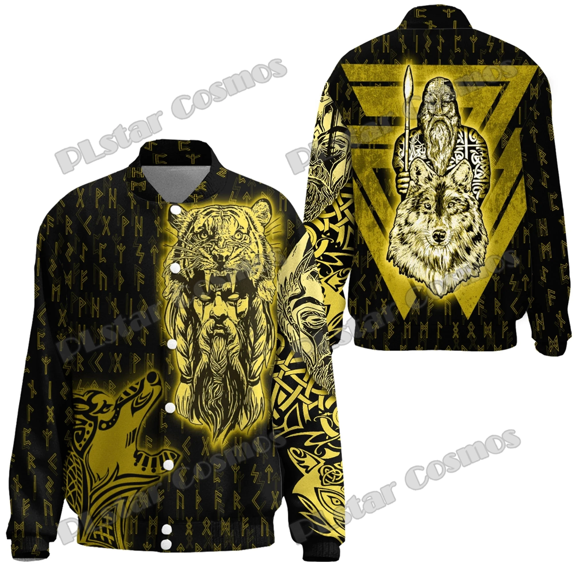 Odin Bear Raven Wolf Tattoo 3D All Over Printed Fashion Men's Baseball Varsity Jacket Unisex Casual Winter Baseball Jacket FX36