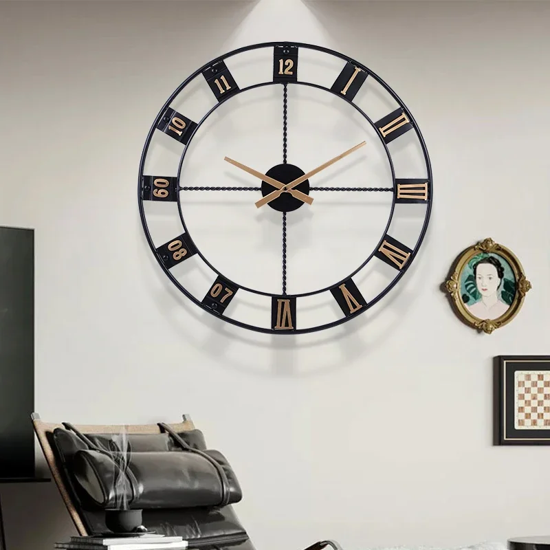 Furniture 60*60cm Morden luxury digital hanging clock decoration machine wall clock living room clock parts accessories