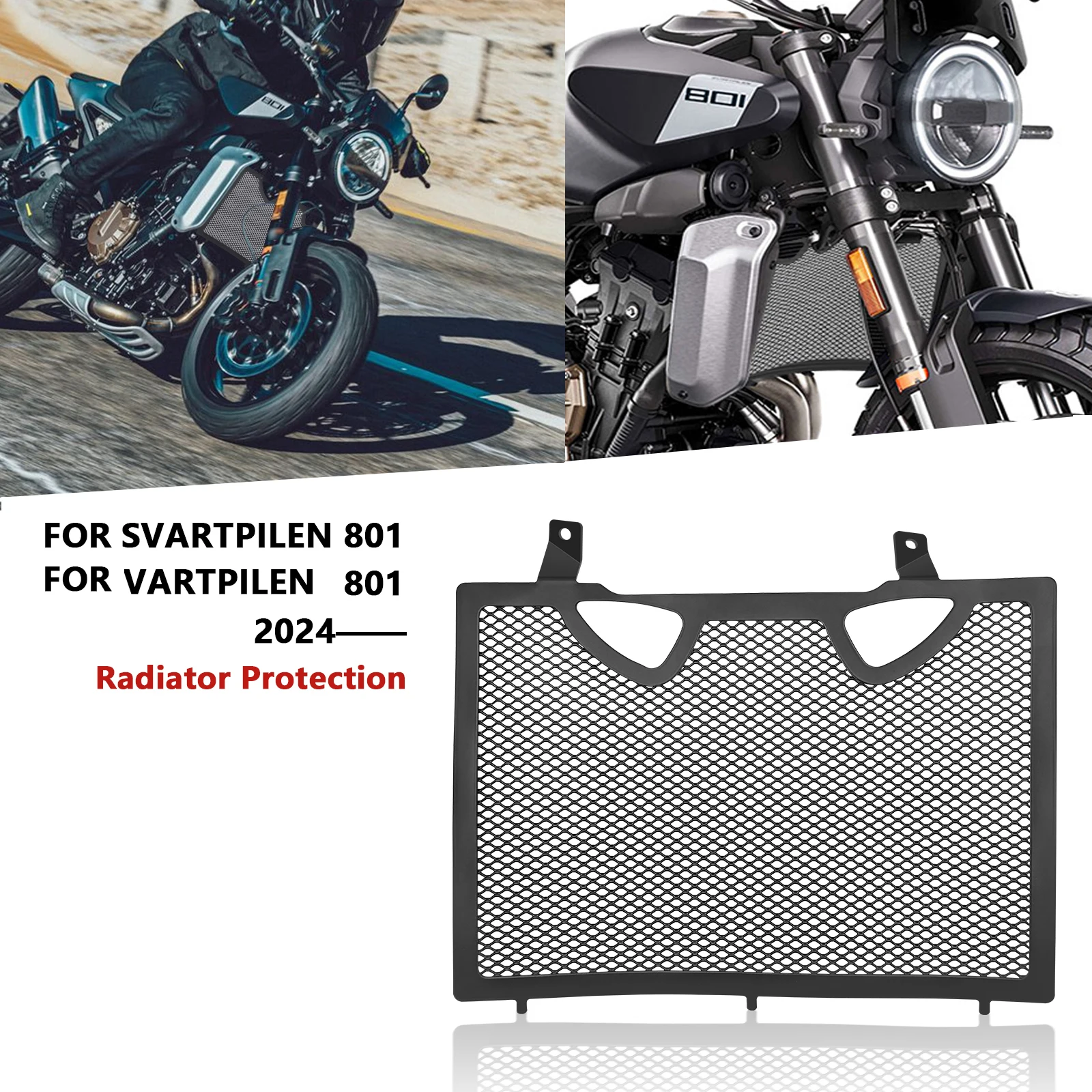 

For Motorcycle Radiator Grille Guard Heat dissipation network Grill Cover Protection SVARTPILEN 801 VARTPILEN 801 2024