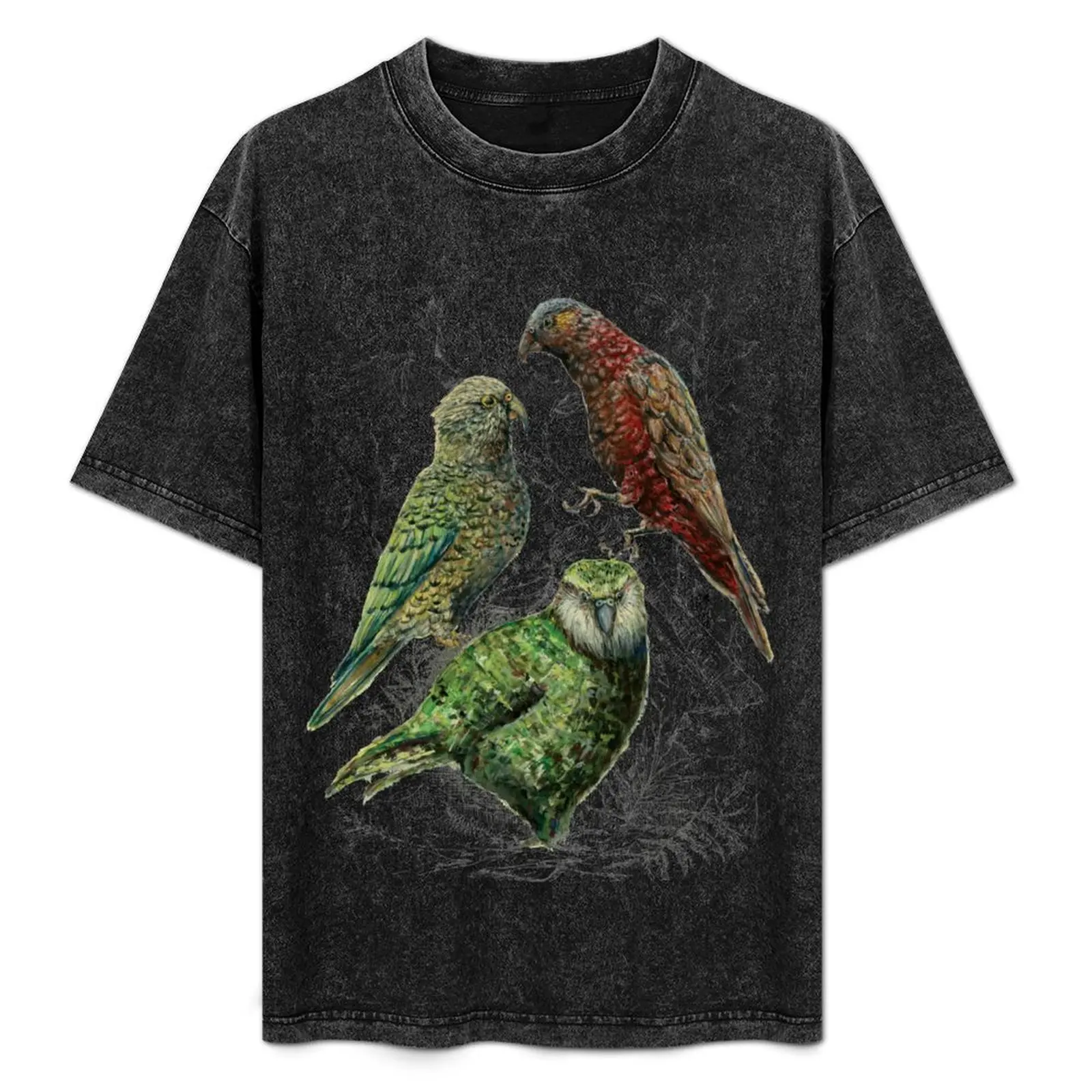 Three native parrots of New Zealand T-Shirt Large Size Loose Casual Tee