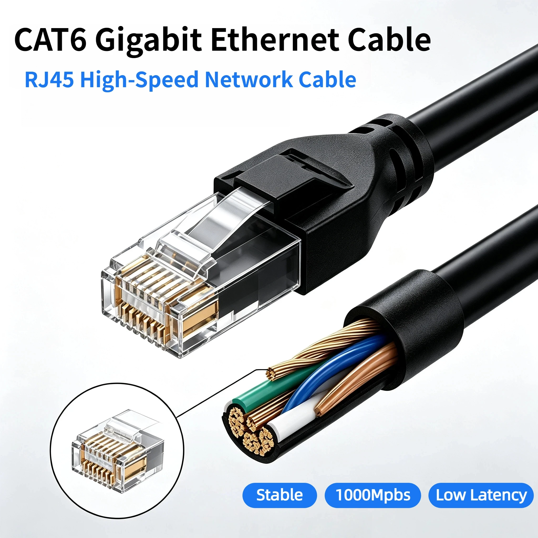 CAT6 Ethernet Cable RJ45 Network Cable 1000Mbps High Speed Patch Cord Oxygen Free Copper LAN Cable For Router PC PS4 PS5 Xbox