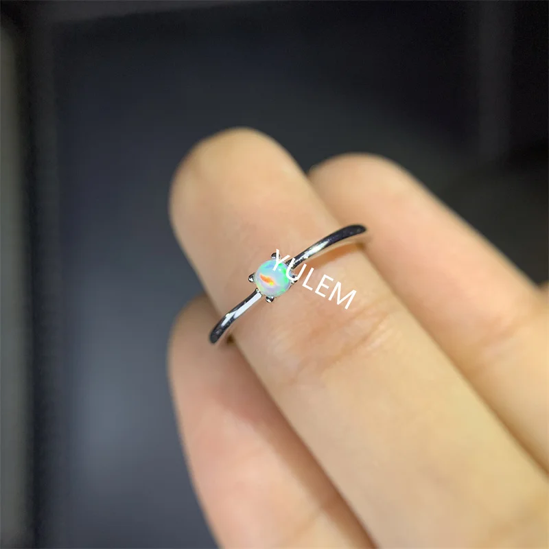 3mm Natural Opal with Silver 925 Simple Design for Lady  Womens Rings  Wedding Ring