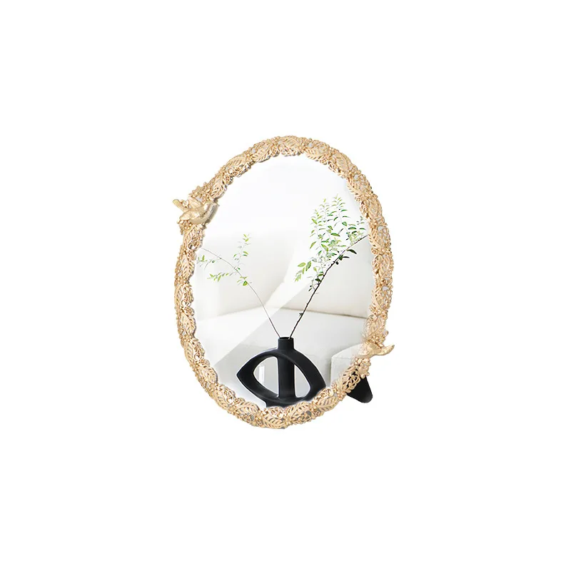 

Diskay Bird's Voice, Flower Fragrance, Gold Oval Desktop Mirror, Living Room, Bedroom, Model Room, Home Decoration Decoration De