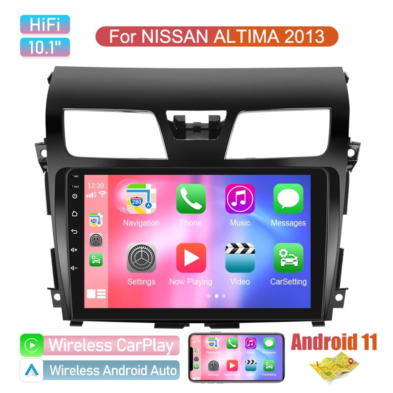 For Nissan Teana 13-16 10.1-inch Reversing Video Large Screen Car MP5 Player, Style:CarPlay Edition 1+16G(Standard)