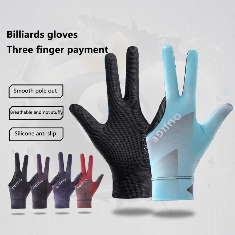 1Pc Left Hand Three Finger Billiard Glove Non Slip Stickers Elasticity Billiard Training Gloves DIY Accessories Billiards Glove