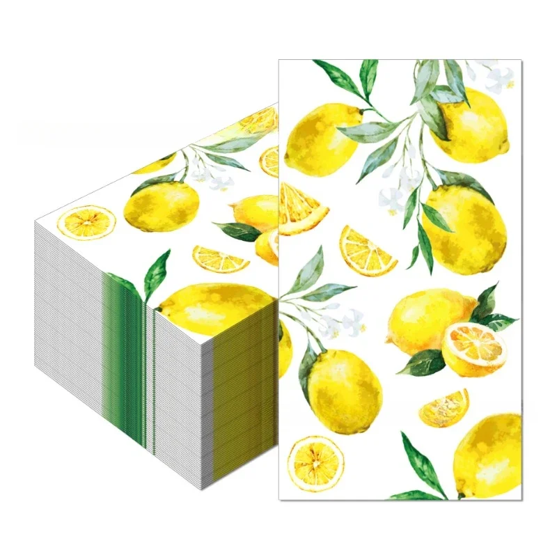 20pcs/Pac 33*40cm 2-Ply Hawaiian Watercolor Lemon Fruit Printed Long Paper Napkin Party Festival Disposable Paper Placemat