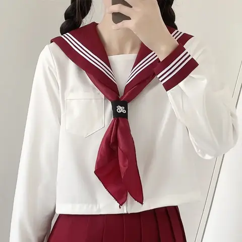자세히 둘러보기 일본 여고생 JK 유니폼, 귀여운 레드 하이 웨이스트 짧은 플리츠 스커트 세트, 한국 귀여운 세일러복 코스튬