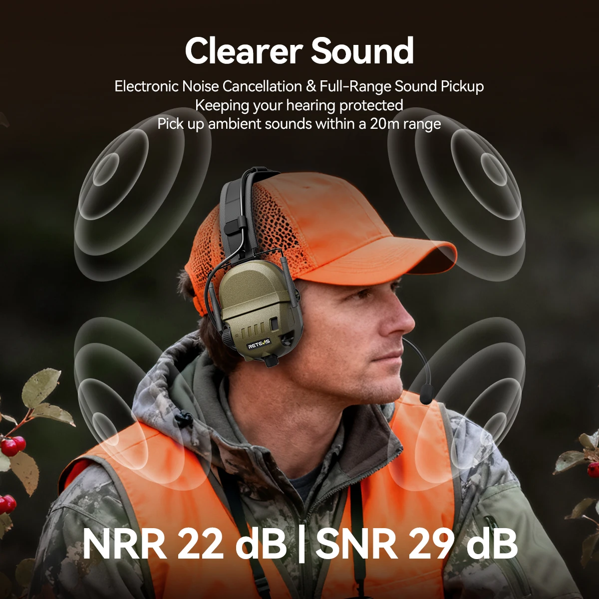 Retevis EH080K Walkie Talkie Headphone Electronic Hearing Protection and Noise-Cancelling Headset for Retevis RA89 RT22 RT29 view 2