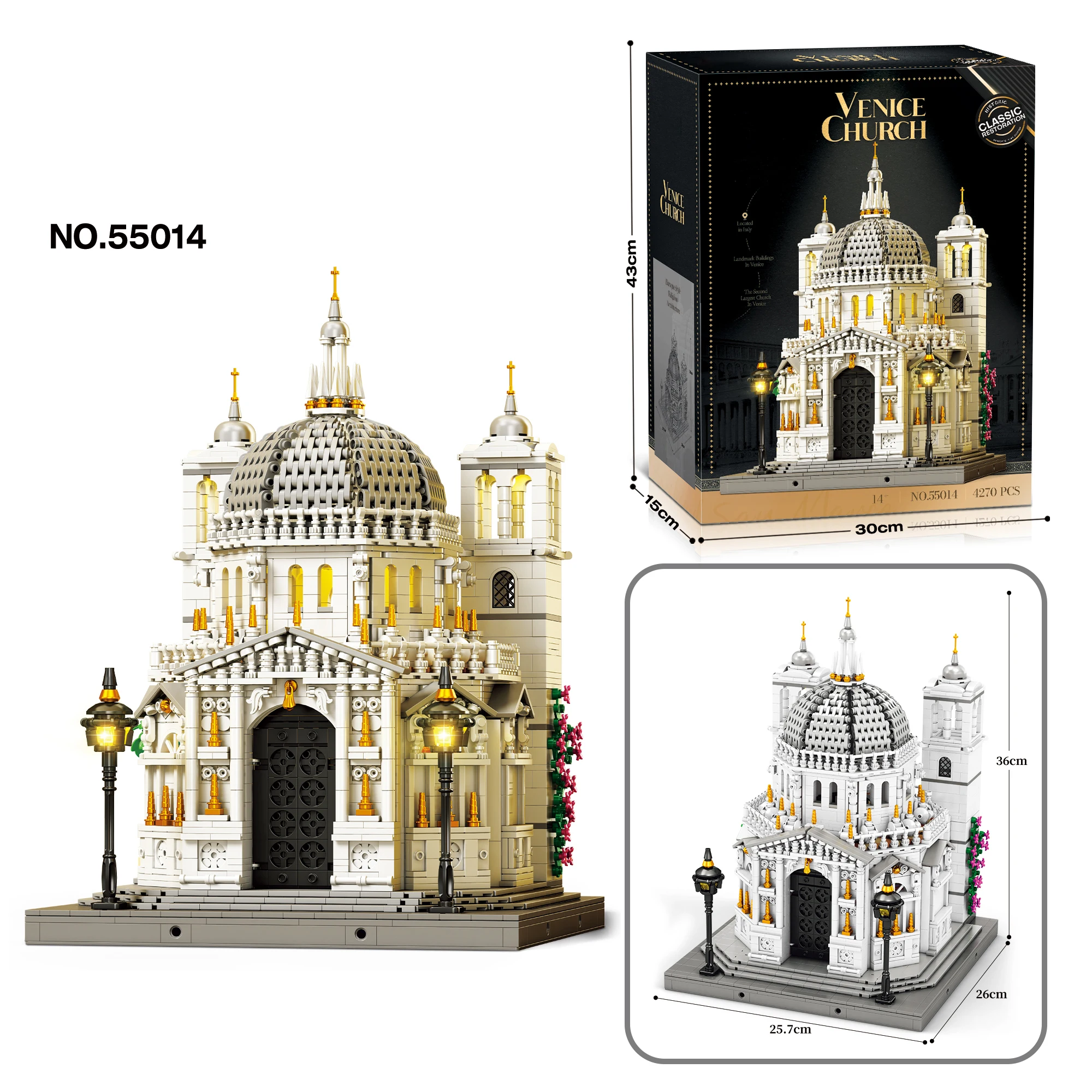 

4270PCS Venice Church Street Scene Architectural Model Building Blocks Set with Lights, Home Decor DIY Toy, Adult Birthday Gift