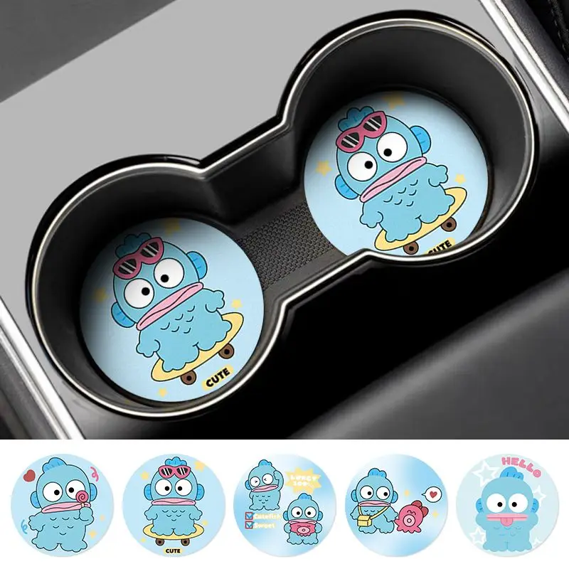 Vehicle Mounted Decorate Supplies Anime Cartoon Hangyodons Kawaii Car Water Cup Storage Ugly Mouth Fish Car Anti-Slip Coasters