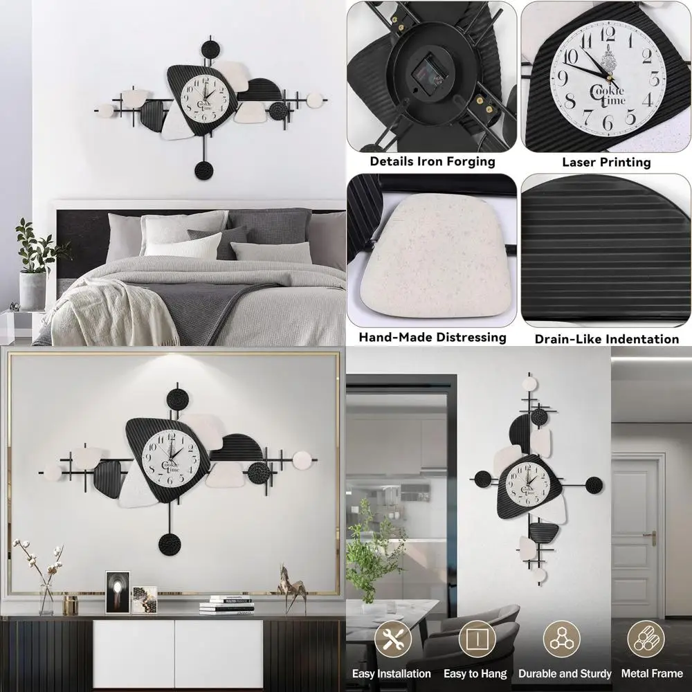 

Стильные металлические настенные часы 3D, 37,8 x 24, бесшумные и на батарейках для дома и офиса