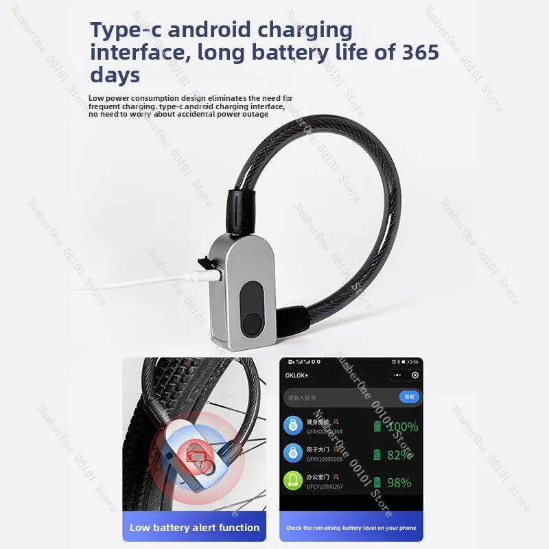 Outdoor fingerprint bicycle lock Electric vehicle anti-theft smart password Ring lock Scooter bicycle mountain bike chain lock