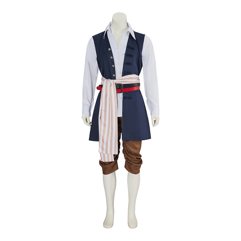 Filme jack cosplay traje masculino capitão jaqueta calças com cinto pirata conjunto completo uniforme halloween carnaval festa outfits