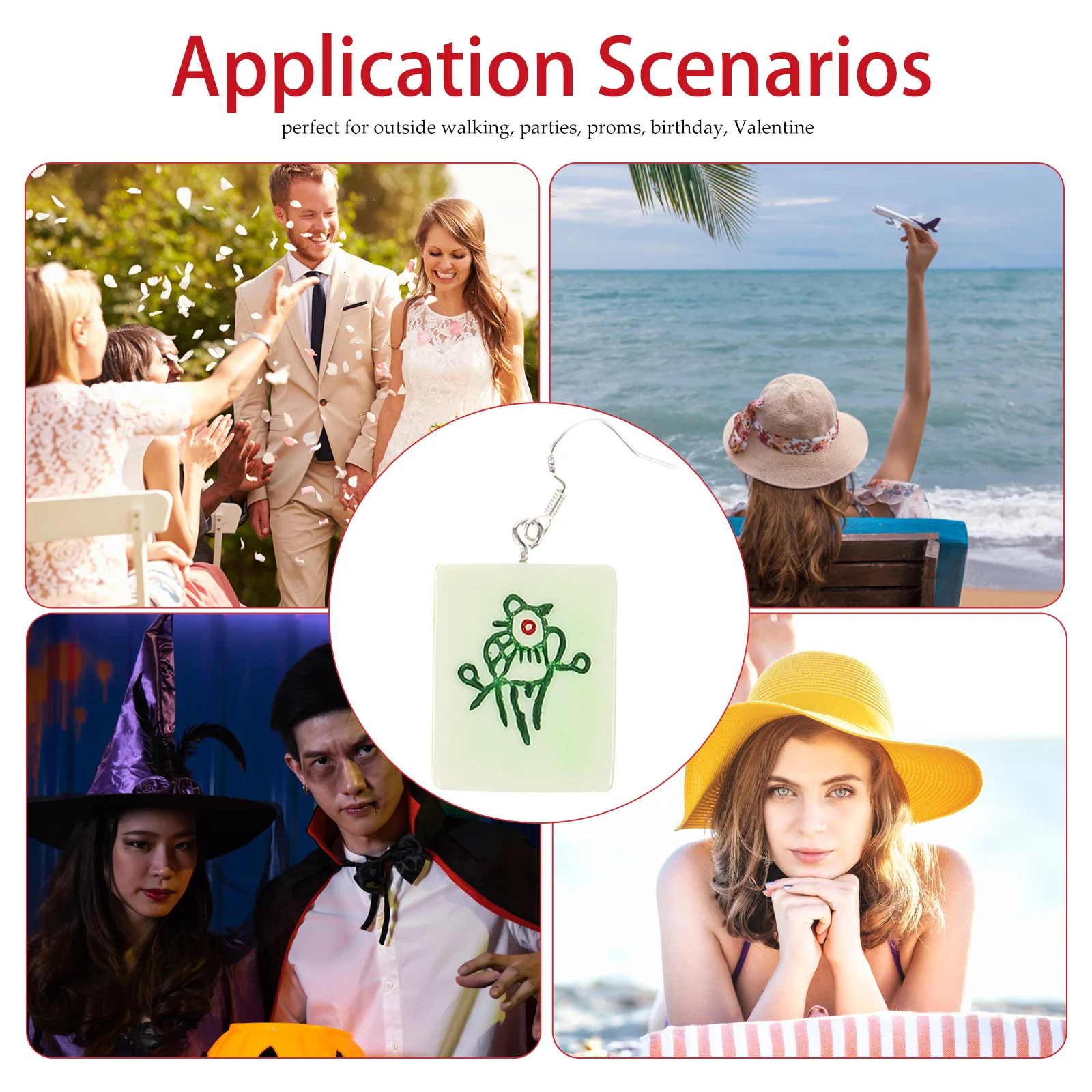 

2 Pairs Cute Drop Earring Dangle Earrings for Women Creative Jewelry Charm