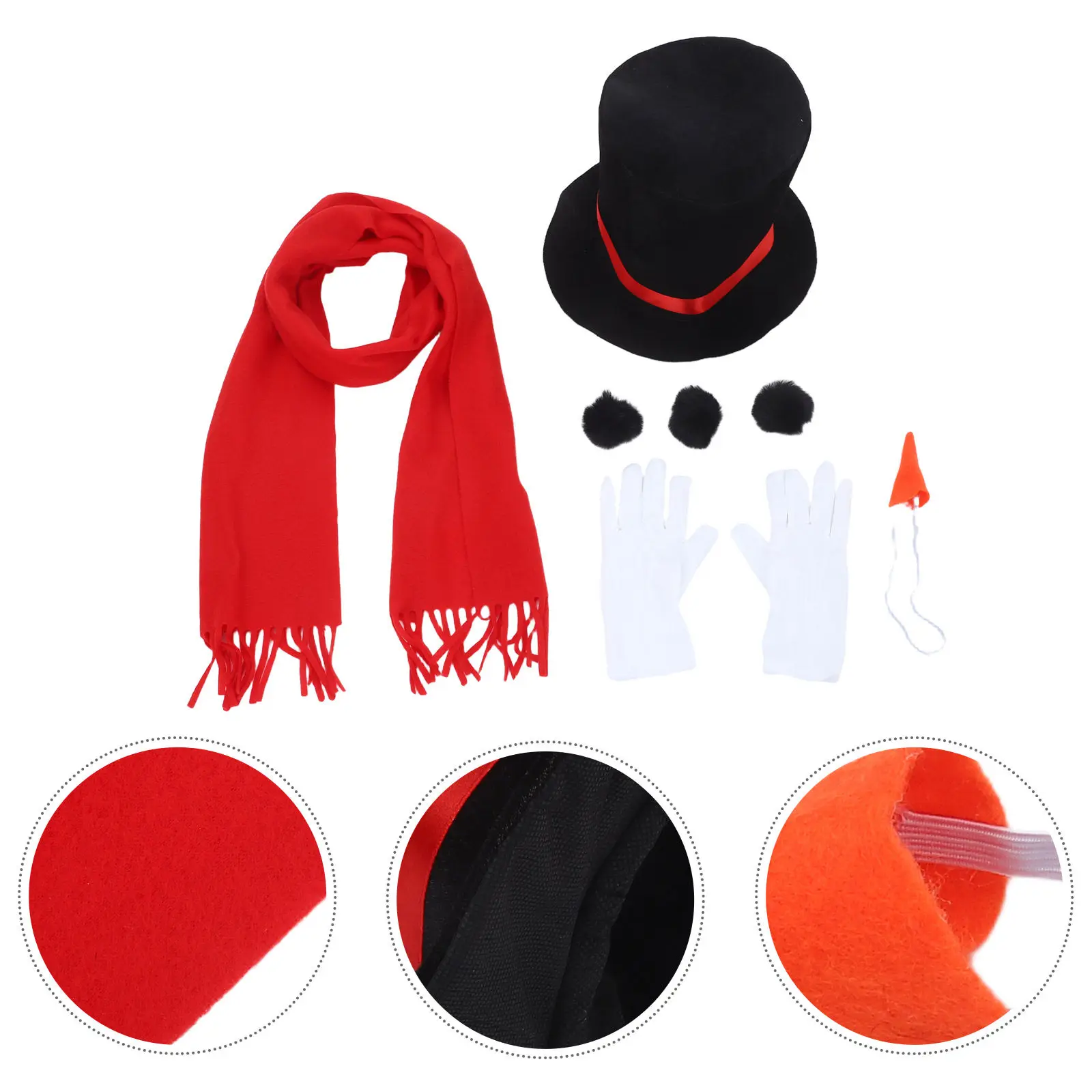 

1 Set Snowman Costume Kit Hat Scarf Carrot Nose Balls Winter Festive Cosplay Dress Up Outfit For Holiday Party Xmas Accessory