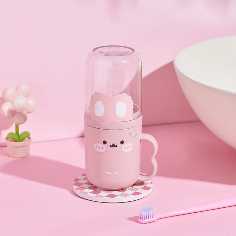 Compact Portable Cartoon Toothbrush Box Mouthwash Cup Plastic Travel Wash Cup