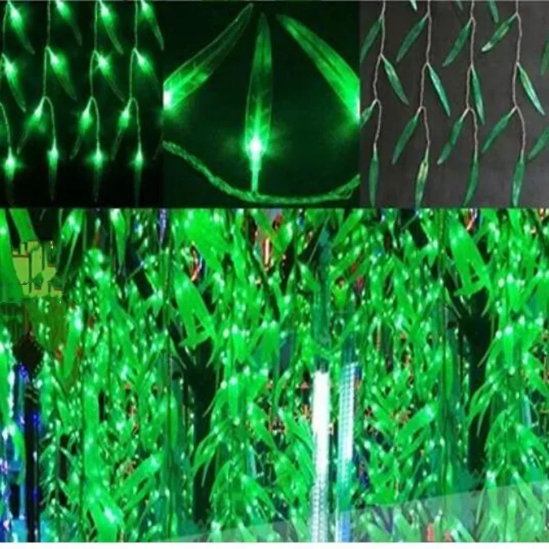 120 LEDS 4m*0.6m Artificial Salix Leaf Vine Wedding Curtain Light for Home Garden Luminaries LED  Christmas Lights AC 110v-240V