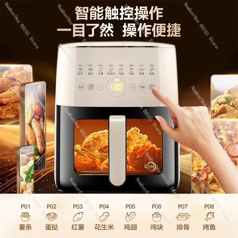 Premium 6L Visible Air Fryer with Far Infrared Heating Steam Tender Fry Technology No Need to Flip Food Touch Screen Electric