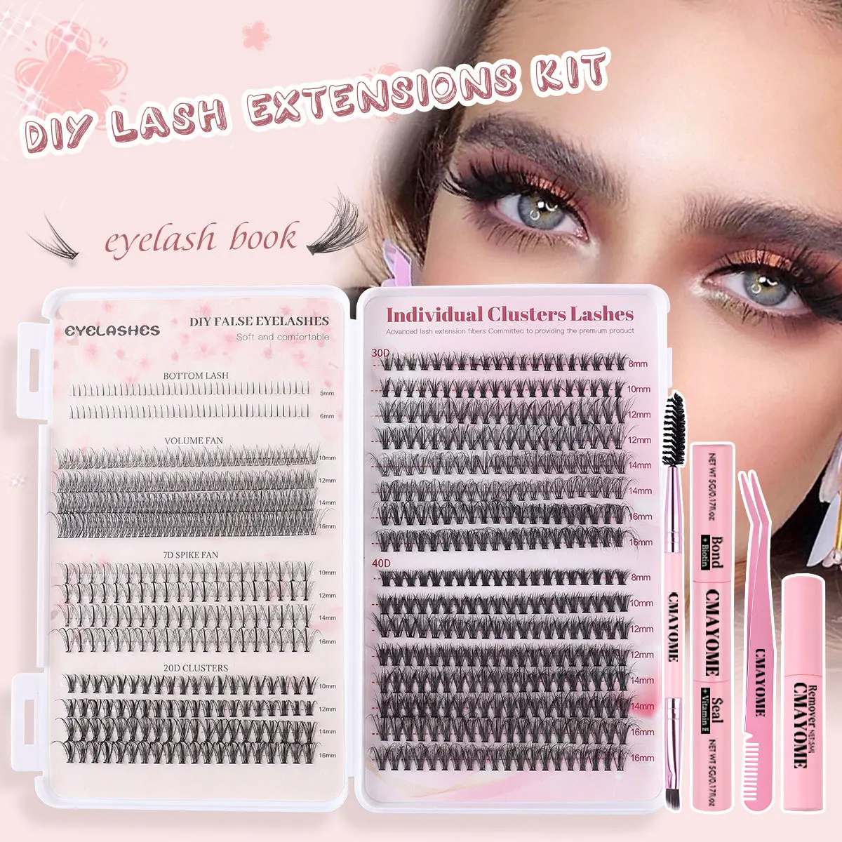 New DIY Single Cluster False Eyelashes Fluffy Thick Eyelashes 30+40D Mixed Dressing Professional Sunflower Eyelash Book Set Hot