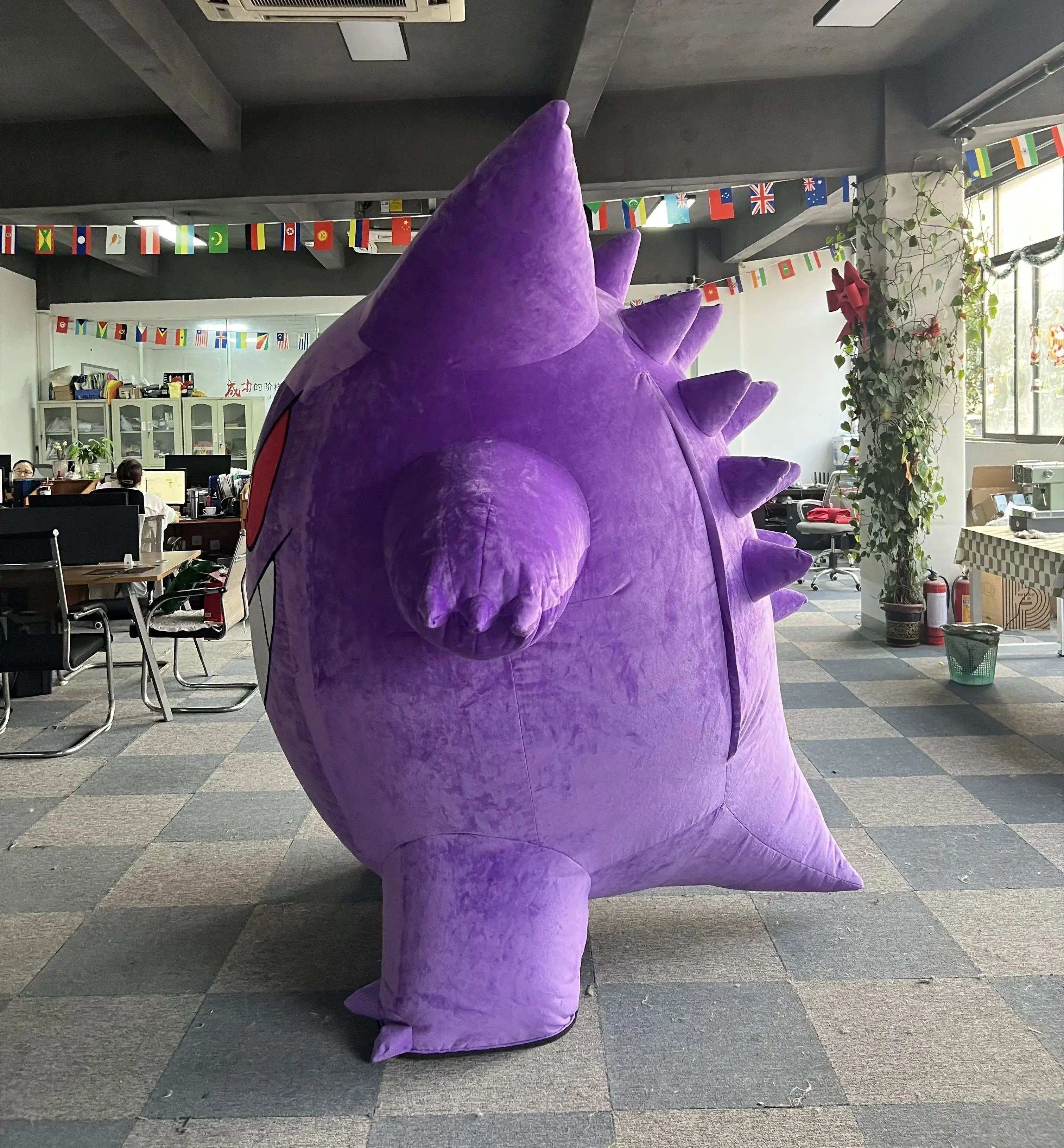 Miniso 거대한 풍선 Gengar 마스코트 의상 보라색 몬스터 블로우 업 슈트 할로윈 크리스마스 멋진 파티 의상