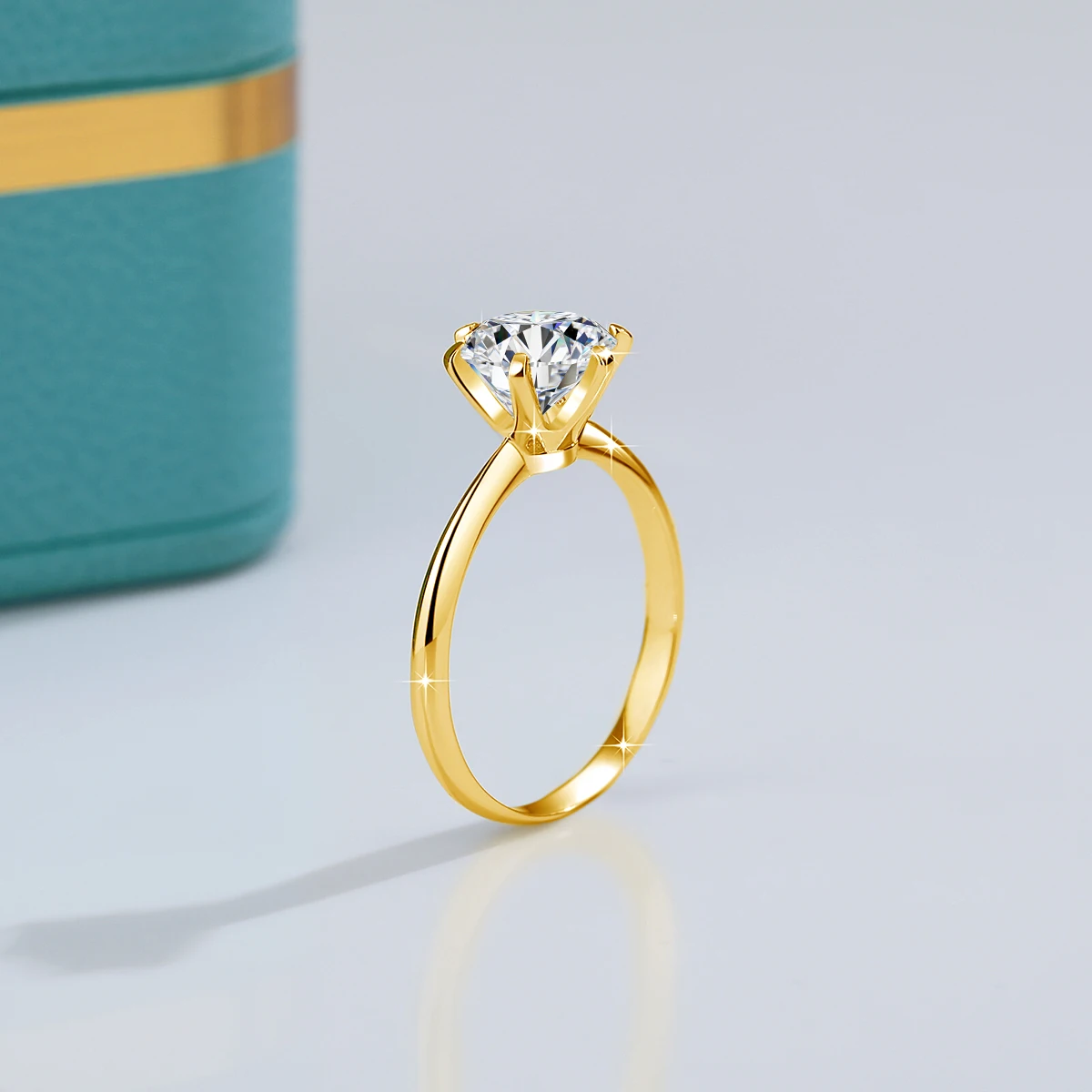 

6 Prongs 2 Carat Round Moissanite Ring 925 Sterling Silver High Clarity D Color Wedding Rings Woman Engagement Jewelry