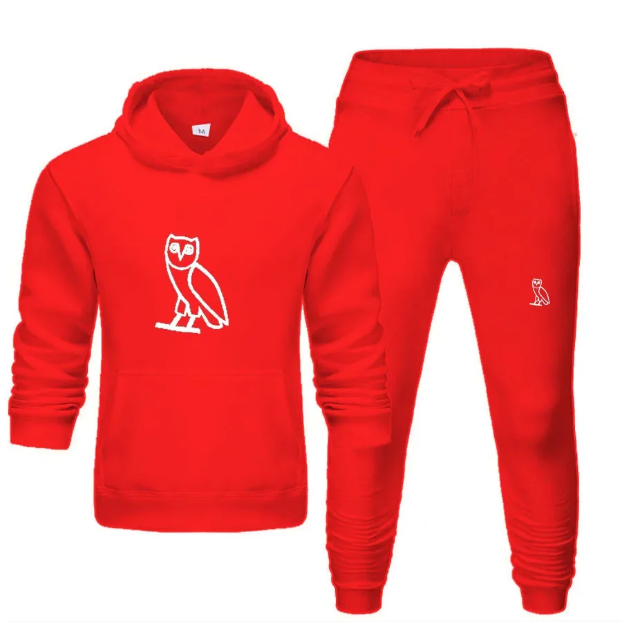 Trend high quality casual long sleeve red autumn autumn coat ordinary sweatpants hoodie set