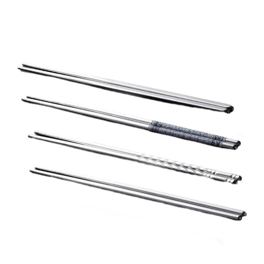 4 Pair Fashion Metal Chopsticks Dinner Tableware Stainless Steel Chinese Chopsticks Electroplating for Dining Room