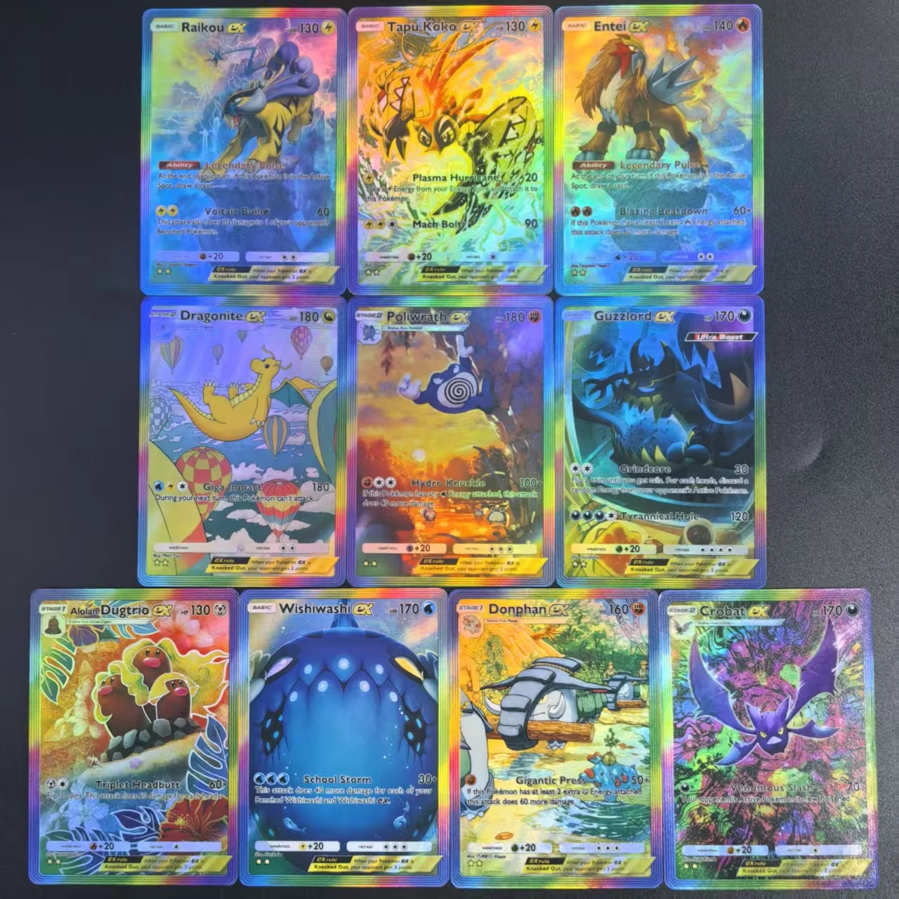 

POCKET английские коллекционные карты Crobat Dragonite Raikou Entei Dugtrio EX, самодельная одиночная карта, классическая игра, аниме-карта, подарочные игрушки