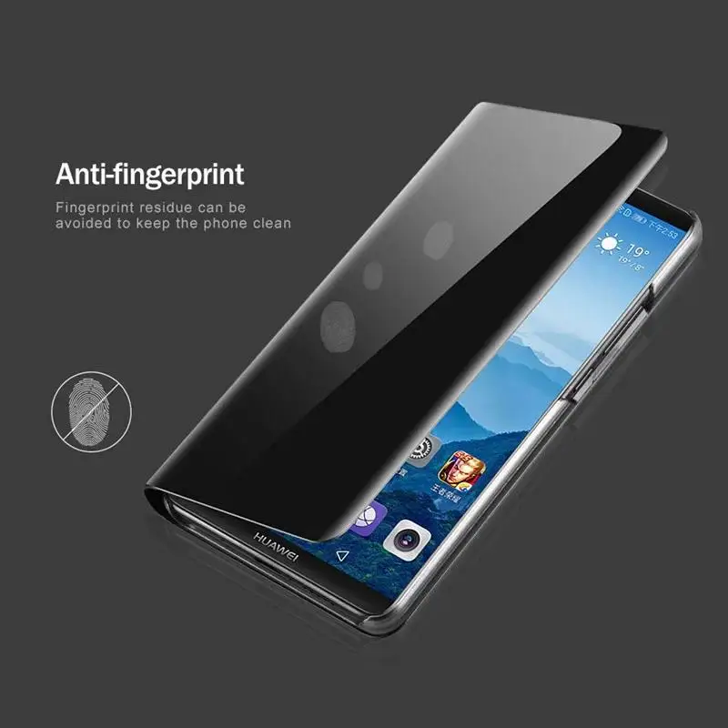 Smart Flip Case For Samsung Galaxy Z Fold 6 4 5 Fold6 3 Mirror Plating Plastic PU Leather Kickstand Shockproof Phone Cover Funda