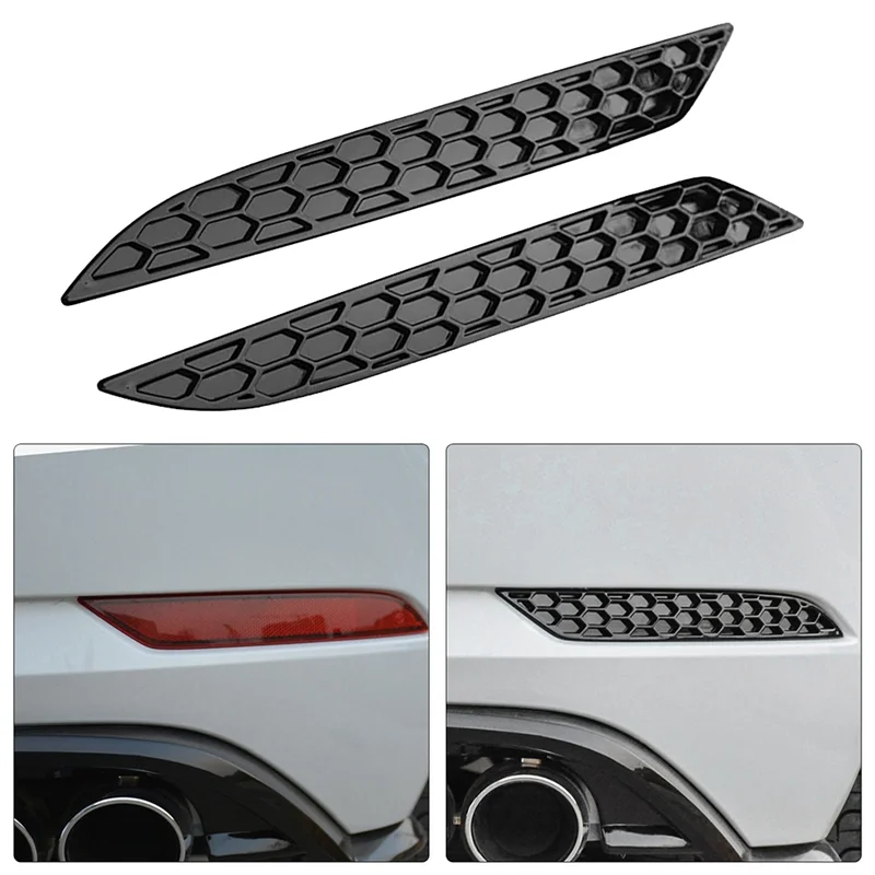 Reliable-2Pcs Car Styling Honeycomb Tail Rear Fog Lamp Cover Trim Sticker For Golf 7.5 MK7.5 Rear Bar Bumper Reflector Strips