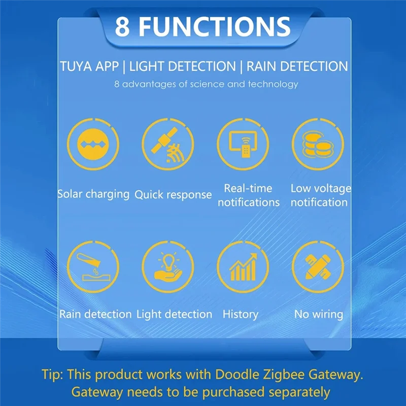 

Y22A-Tuya Smart Zigbee датчик дождя с детектором света на солнечной энергии IPX6 водонепроницаемый детектор дождя с дистанционным управлением