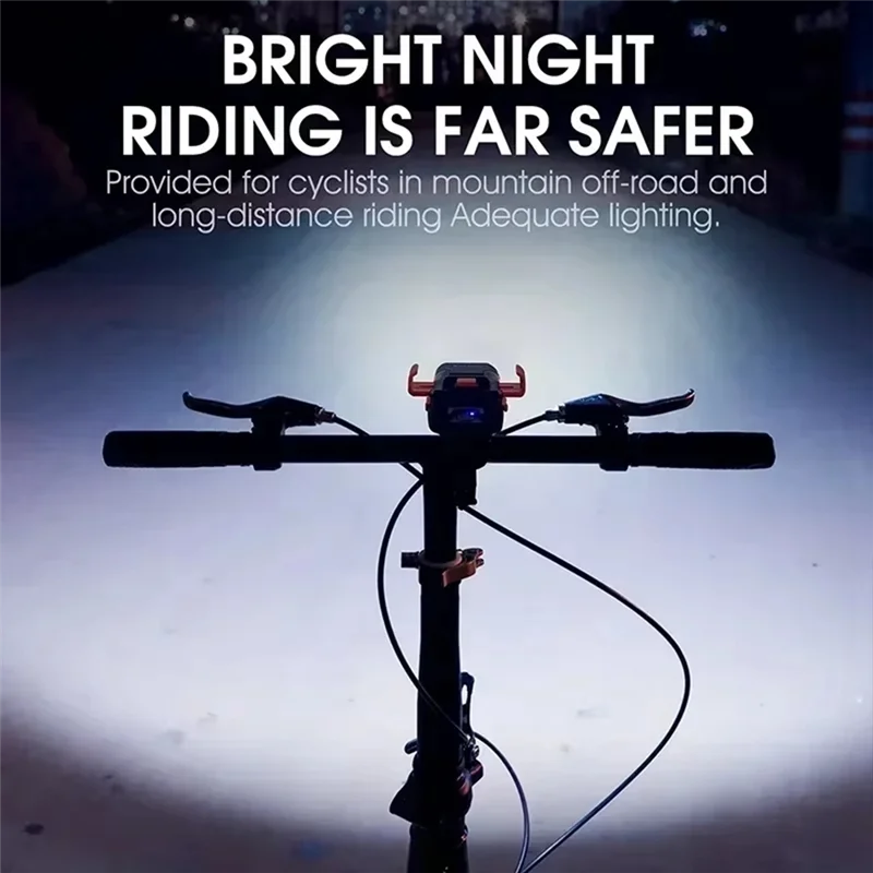 

FSTE-аксессуары для велоспорта, велосипедный фонарь, светодиодный передний фонарь, 3000 мАч, внешний аккумулятор, держатель для телефона, колокольчик, звуковой сигнал 5 в 1, фонарик для горного велосипеда