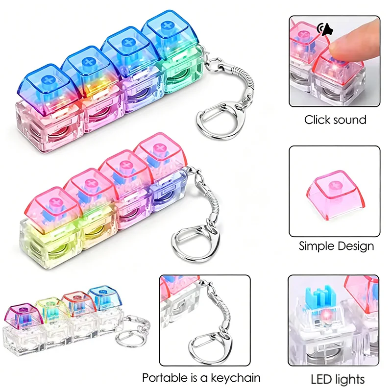 

Luminous Toy Multi-color Keycap Keychain Mechanical Feel Press Toy Bag Charm Fidget Gadget Office Decor Gift Stress Relief Toys