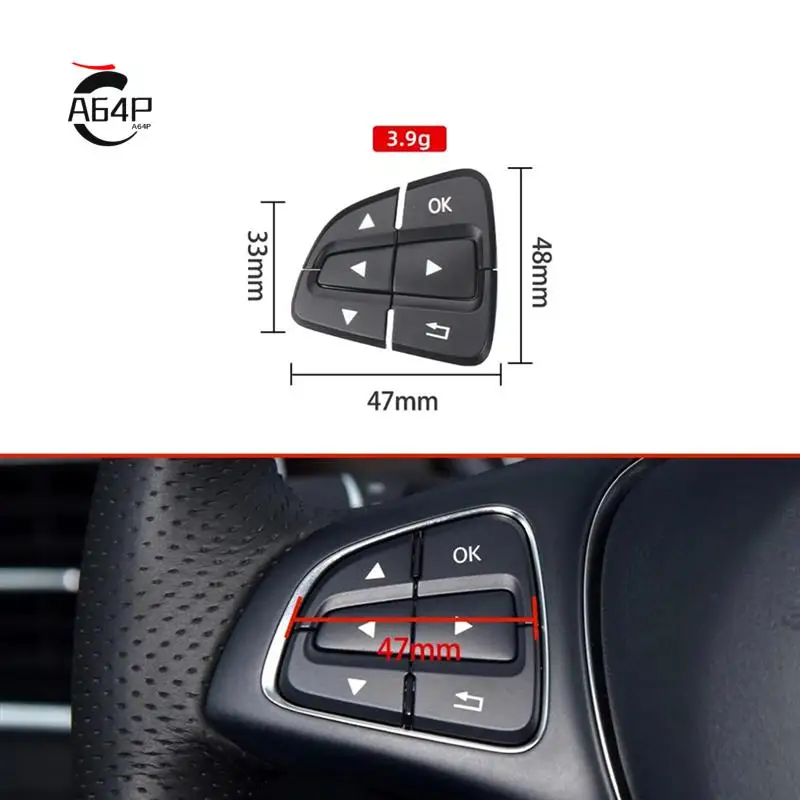 

A64P-Multi-Function Steering Wheel Switch Buttons For Mercedes Benz AB GLA GLS GLE W176 W246 W166 0999050600 0999050700