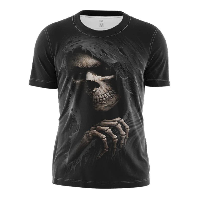 Horror Dark Angel 3d Print T Shirt Men Grim Reaper 3D T Shirts Summer O-Neck Loose Short Sleeve Tops 2xs-5xl