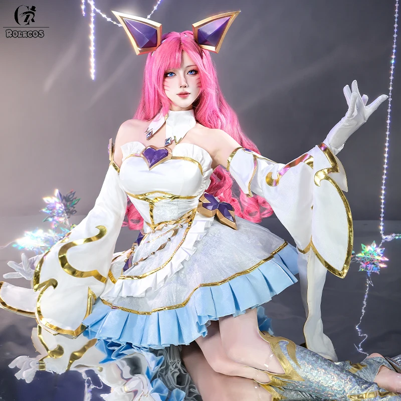 

ROLECOS Game Perfume Gem Ahri Cosplay Costume The Nine Tailed Fox Ahri Women Halloween Sexy Dress High Quality Uniform
