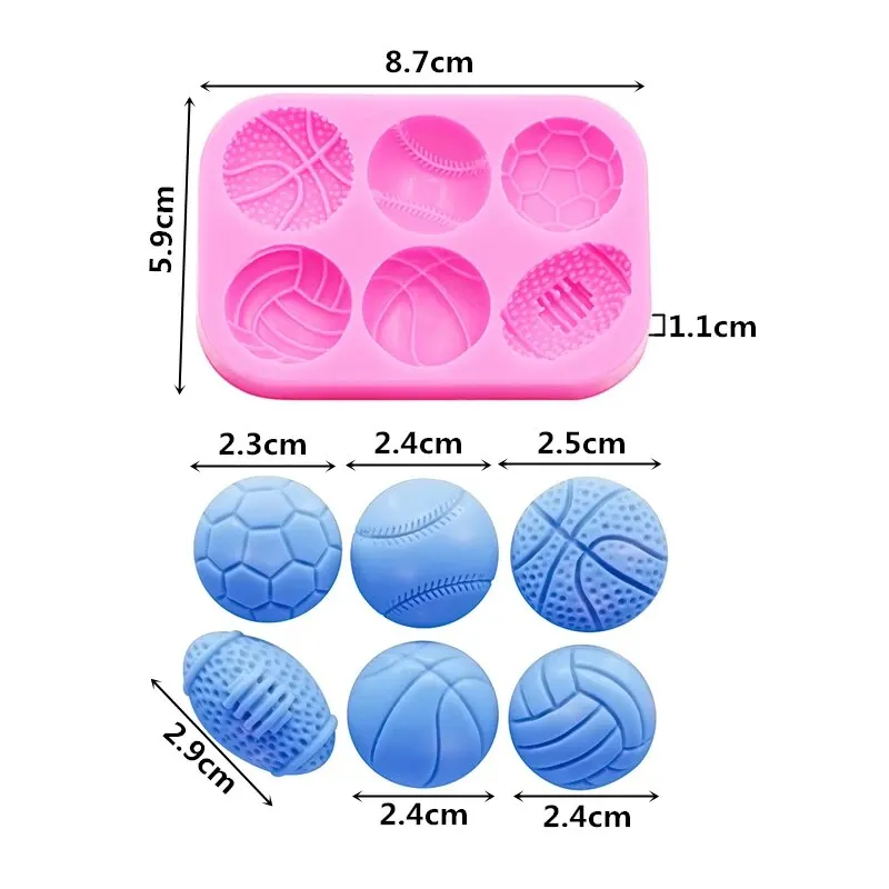 Sports Ball Football Basketball Accessories DIY Jewelry Earrings Silicone Mould Epoxy Flexible Polymer Clay Mold Chocolate Mold