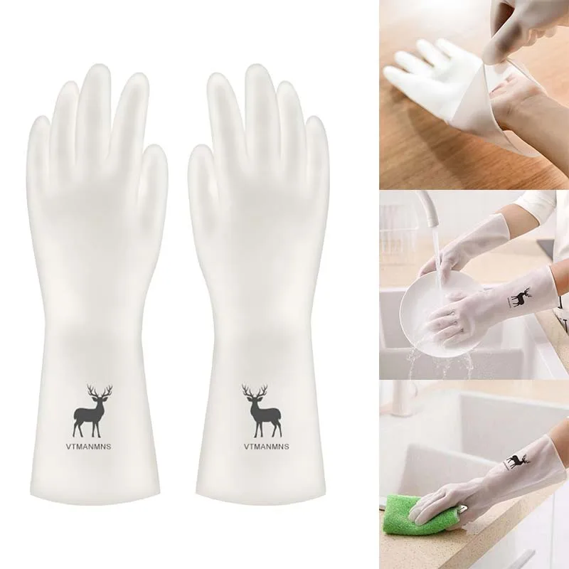 Waterproof Latex Gloves Housework Cleaning Gloves Kitchen Cleaning Latex Laundry Dishwashing Gloves Wear Resistant Rubber Gloves