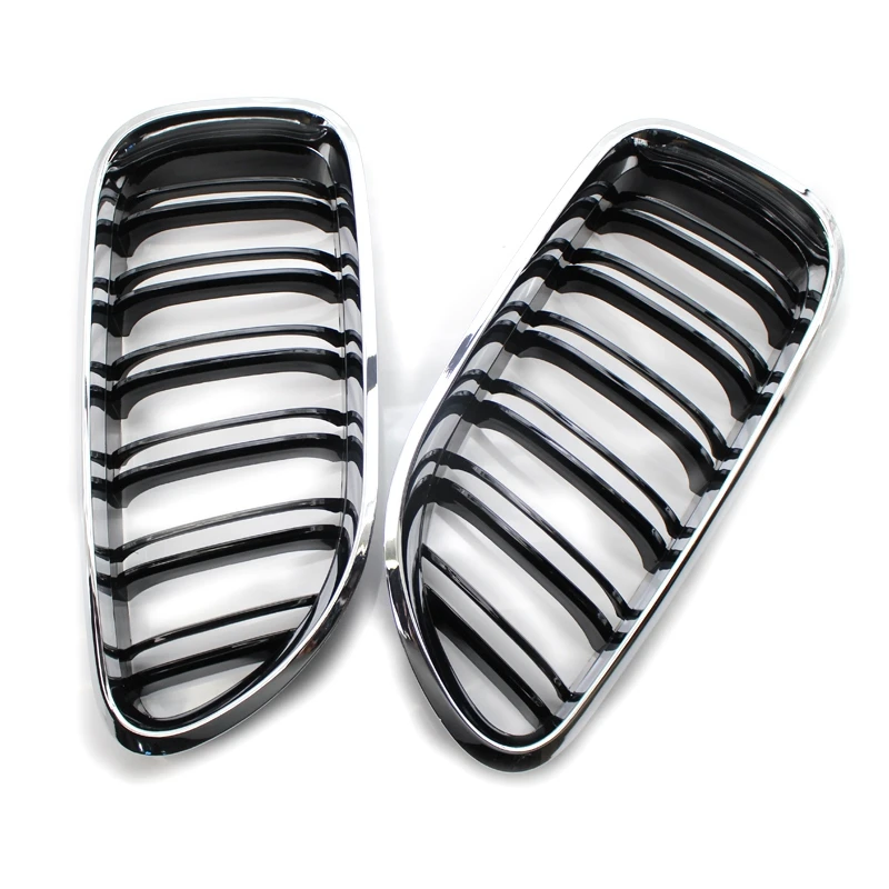

G9-Front Kidney Double Line Grille Sport Grill Replacement For-BMW 6 Series F06 F12 F13 Chrome+Black
