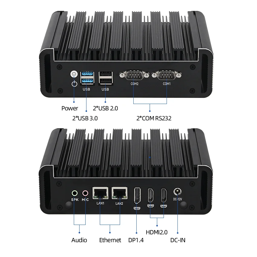 Imagem -04 - Mini pc Industrial Fanless Intel N100 Ethernet 2x com 2x Rs232 Exposição Tripla 2x Hdmi2.0 Dp1.4 Windows 10 11 Linux Apoio Wifi6