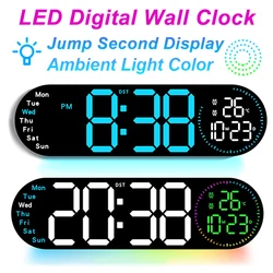 LED Digital Wall Clock Creative Remote Control Atmosphere Light Alarm Clock Positive/Countdown Timing Jump Second Display Clock