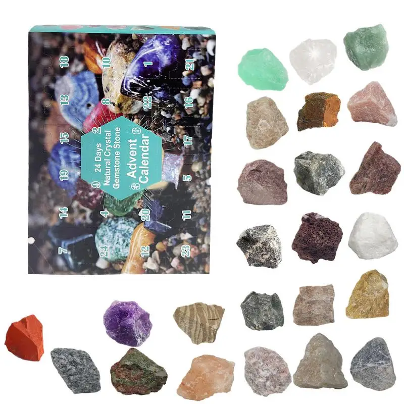 Mineral Advent Calendars 24 Days Christmas Countdown Calendar Natural Mineral & Rock Stone Collection Countdown Calendar For