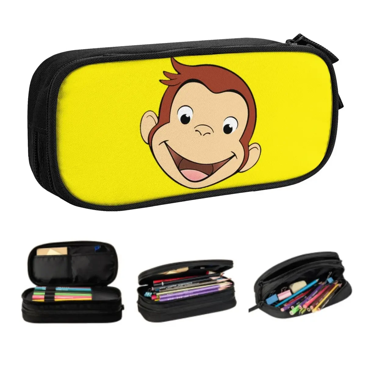 Curious George Cute Funny School Pencil Case Boys Gilrs Big Capacity TV series Pencil Bag Pouch Students Stationery